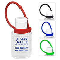 1.0 oz Compact Hand Sanitizer Antibacterial Gel in Flip-Top Squeeze Bottle with Colorful Silicone Leash